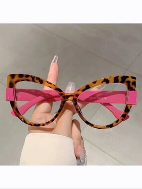 Tortoiseshell Cat Eye Glasses with Pink Temples